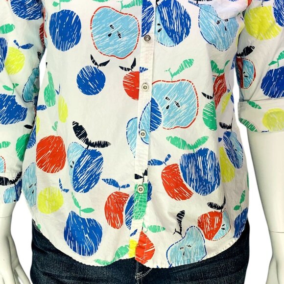 Talbots Womens Shirt Apple Multicolor Roll Tab Sleeve Button Up Petite Size Lp - Picture 5 of 12